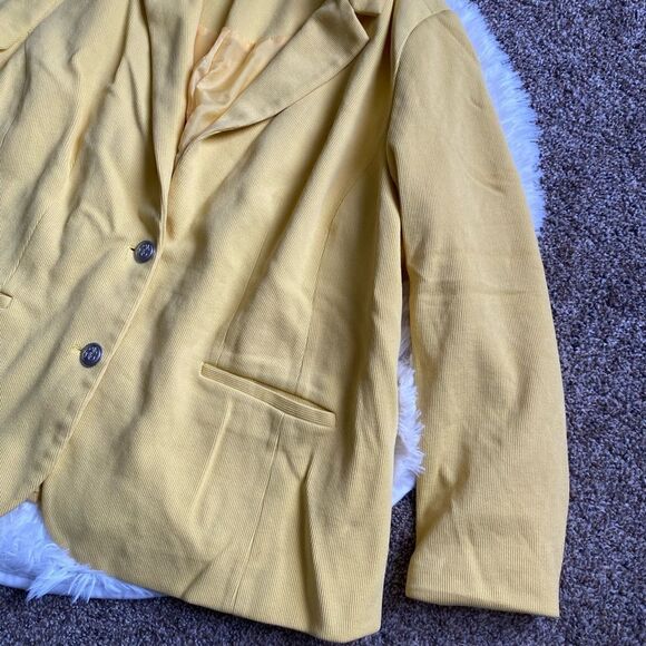 Talbots Blazer Jacket Lined Yellow Button Front Cotton Women’s Size 16W Office - Picture 4 of 15